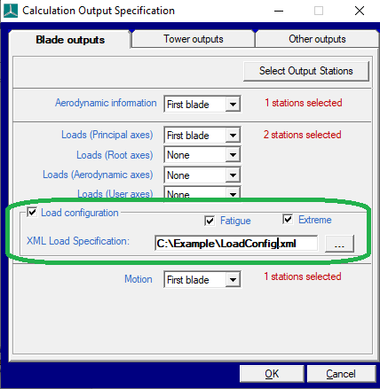 Blade customised blade load outputs