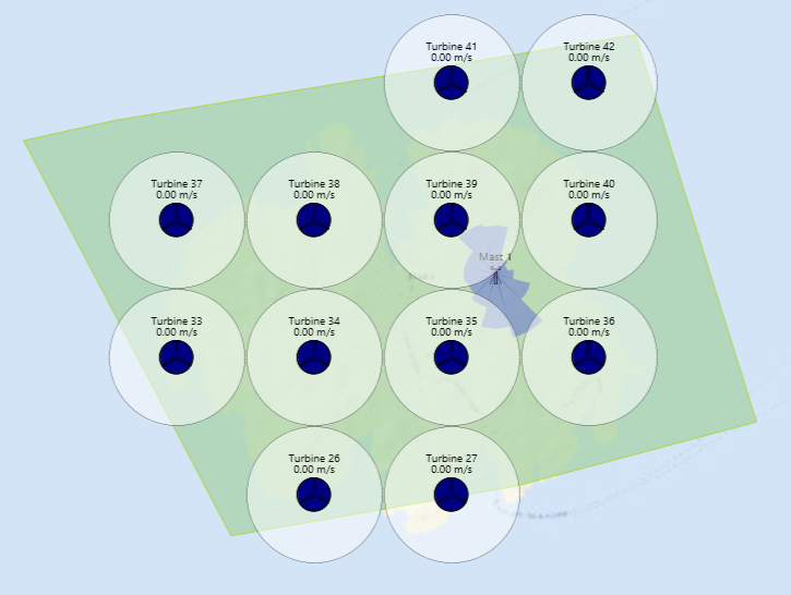 Turbine gridded layout respect buildable areas