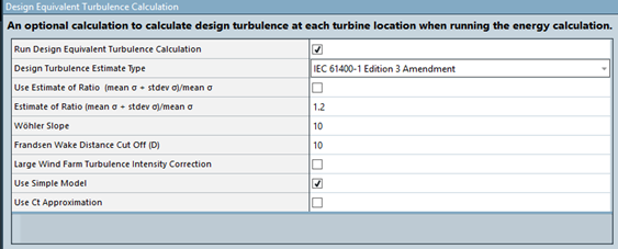 Design Turbulence Settings