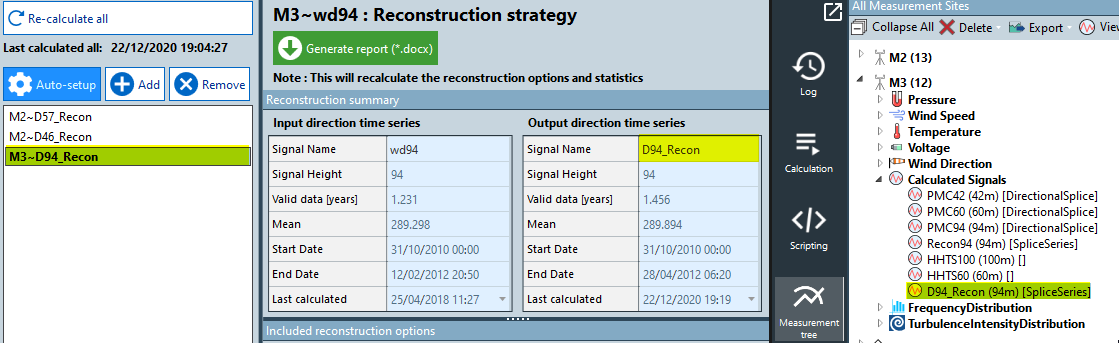 Output Reconstructed Direction Time Series