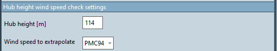 Shear Hub Height Wind Speed Check Settings