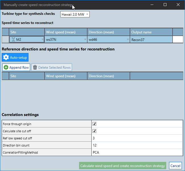 Wind Speed Reconstruction Manual Setup
